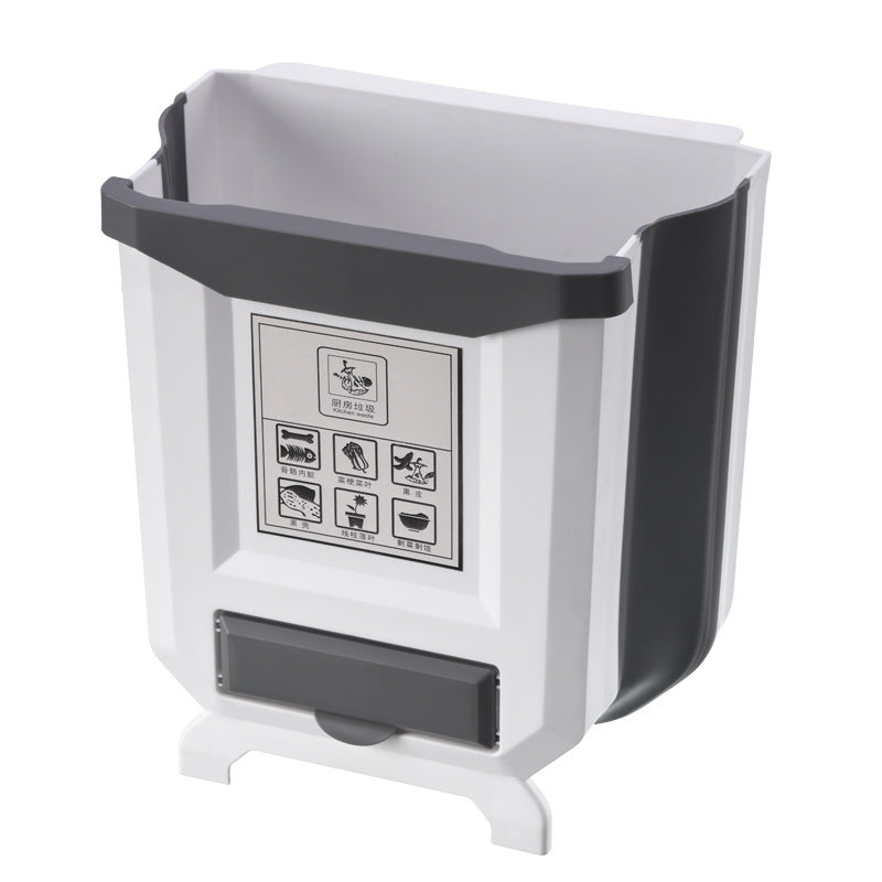 SpaceSaver Folding Trash Can - Wall Mounted Kitchen Solution