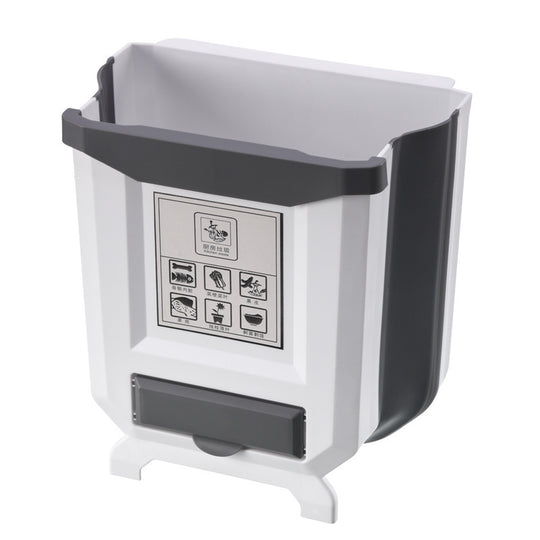 SpaceSaver Folding Trash Can - Wall Mounted Kitchen Solution