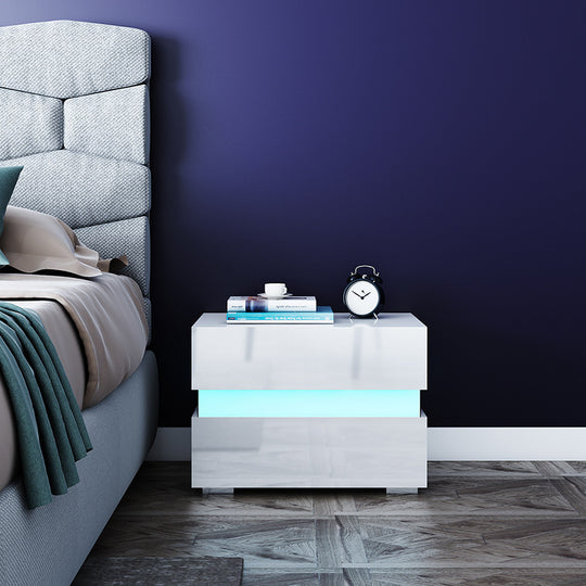Sleek Modern Minimalist 2-Drawer Chest Side Table with Storage