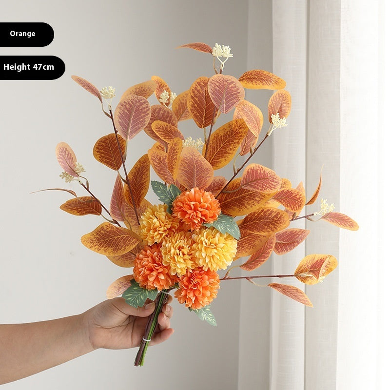 Vibrant Eucalyptus & Chrysanthemum Artificial Flower Bouquet - Home Decor Essentials
