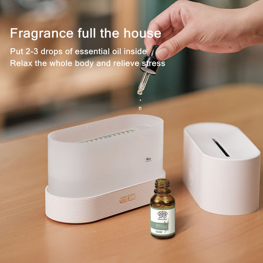 FlameSim 180ML Essential Oil Diffuser - USB Ultrasonic Aroma Humidifier for Home & Office