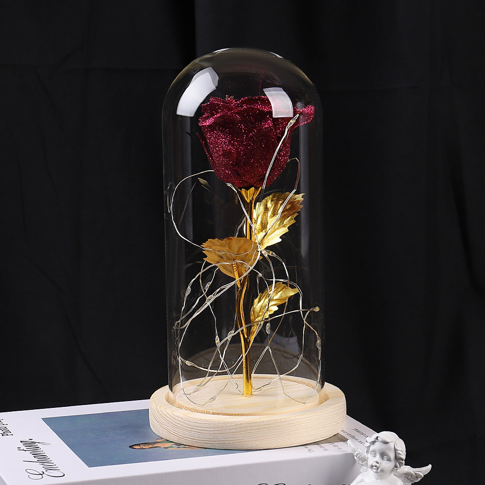 Eternal Rose in Glass Dome with LED Light for Girlfriend
