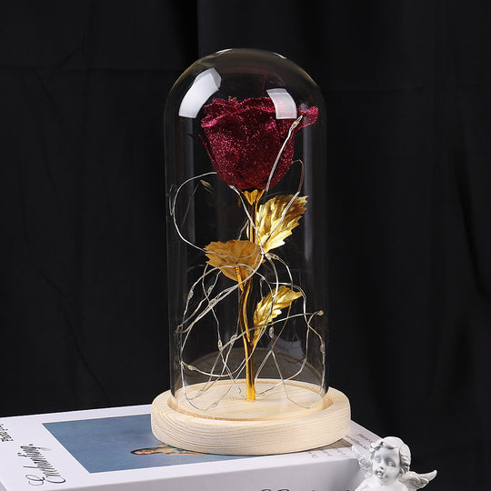Eternal Rose in Glass Dome with LED Light for Girlfriend