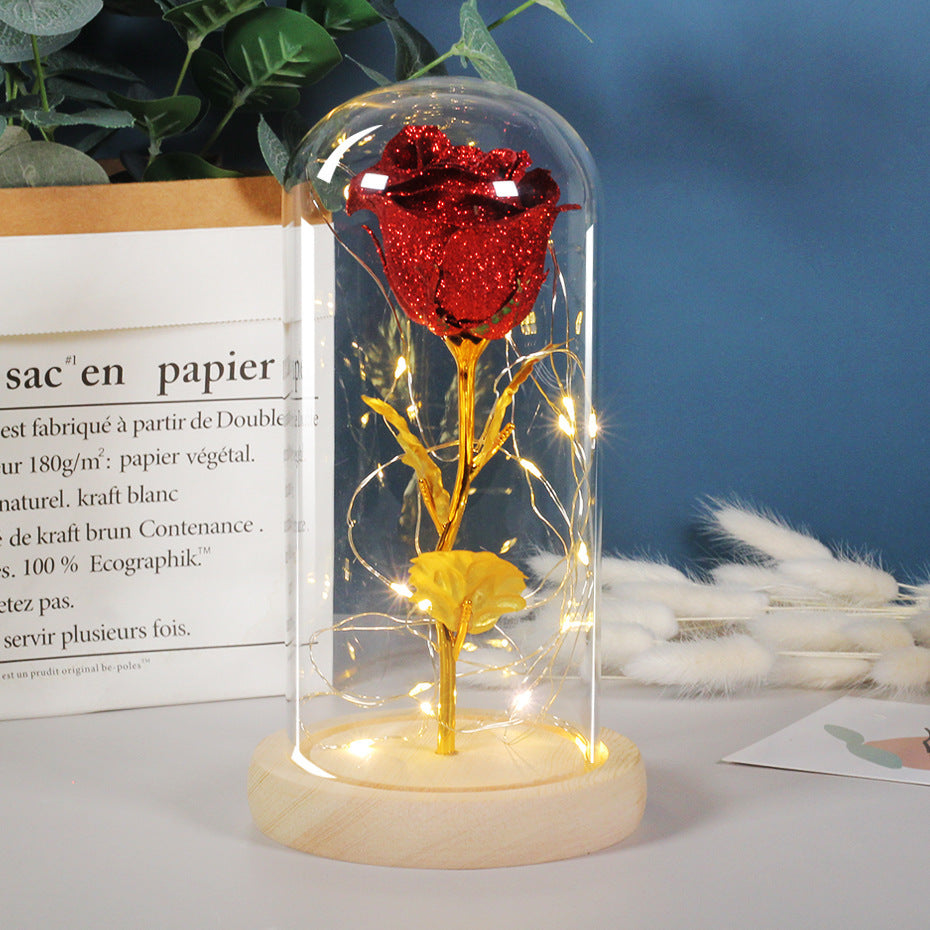 Eternal Rose in Glass Dome with LED Light for Girlfriend