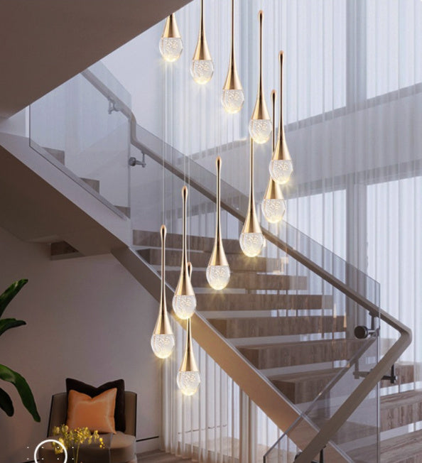 Aurora 8-Light Modern Staircase Chandelier - Minimalist Elegance