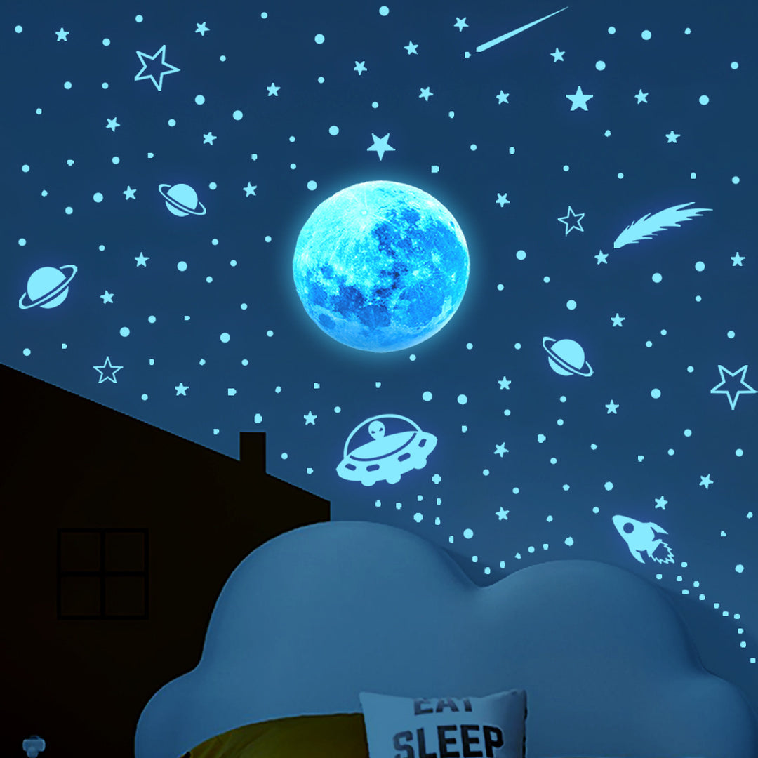 Cosmic Adventure: Glow-in-the-Dark Starry Sky Astronaut Wall Stickers for Kids' Rooms