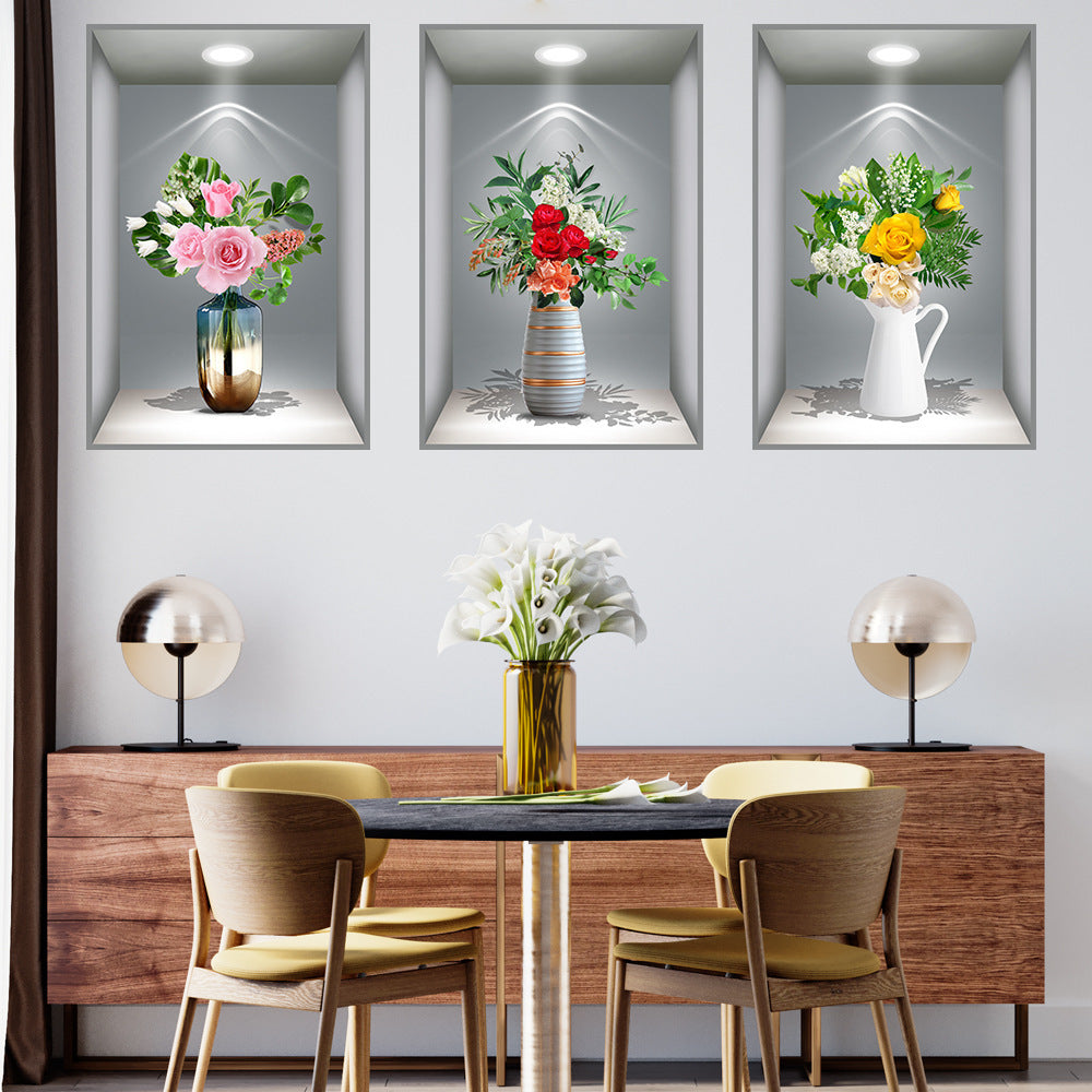3D DarkStory Potted Plant Wall Art - Triple Sticker Set