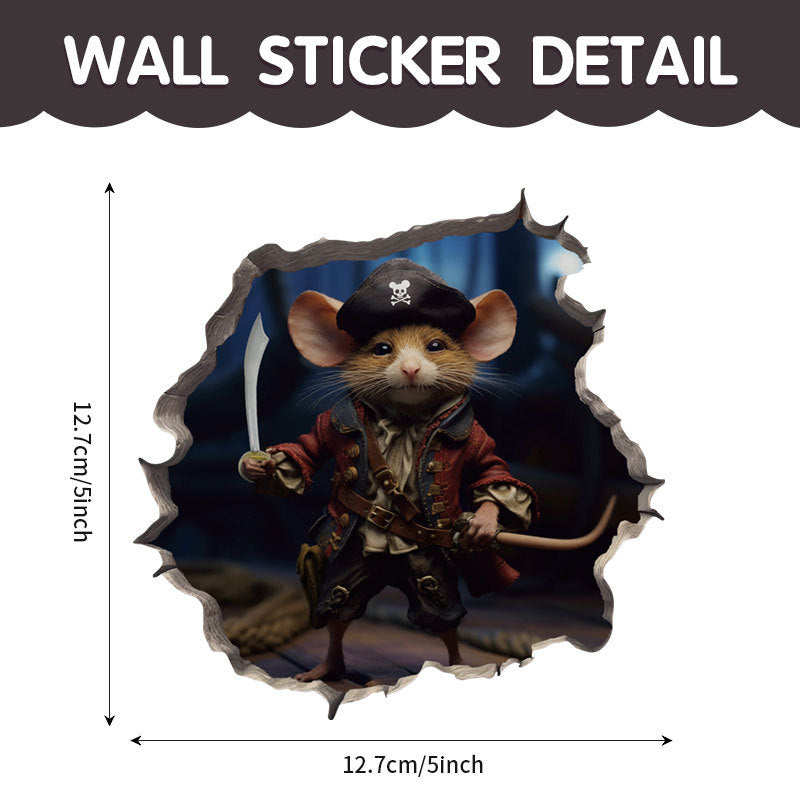 WhimsyDecals - 3D Cartoon Mouse Hole Wall Stickers for Home Decor