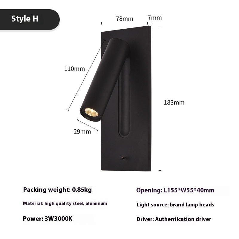 Modern LED Reading Lamp - Embedded Wall Light for Hotels