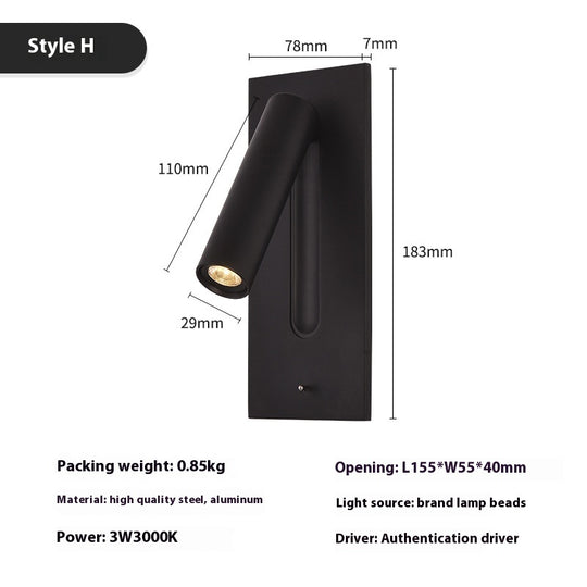 Modern LED Reading Lamp - Embedded Wall Light for Hotels