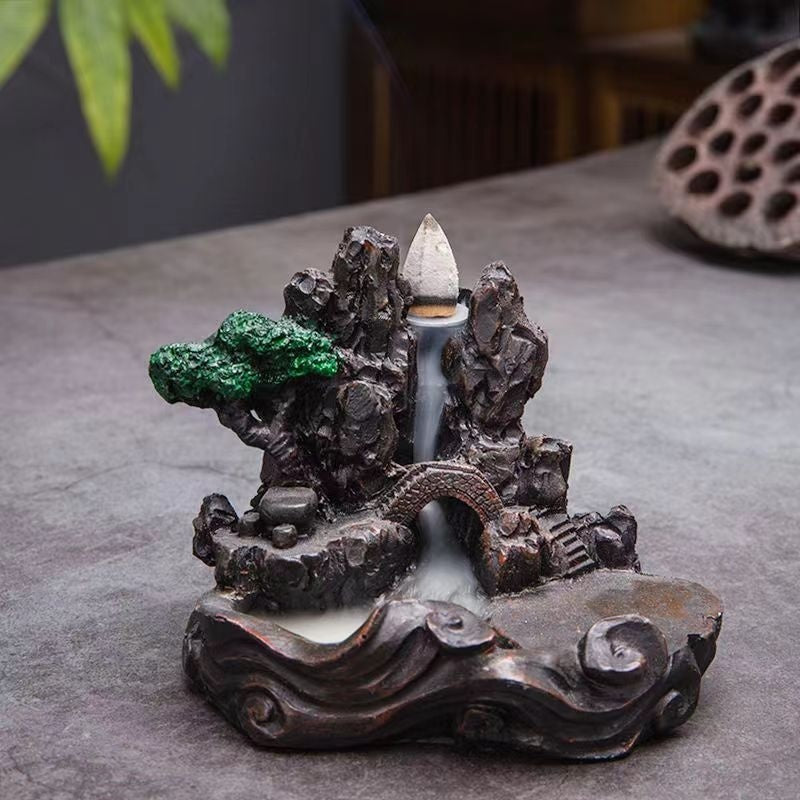 Zen Backflow Incense Burner - Creative Resin Ceramic Home Decoration for Meditation