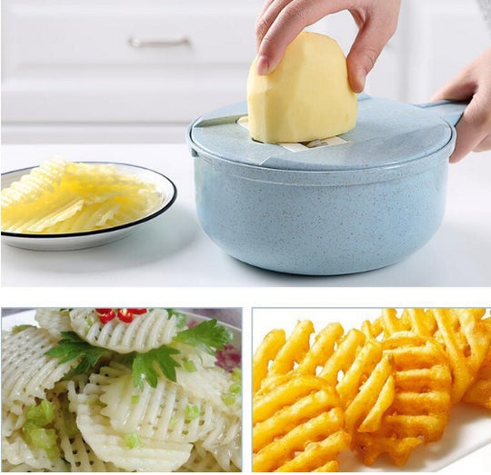 8-in-1 Kitchen Master Slicer - Mandoline Vegetable Slicer, Potato Peeler, Carrot Onion Grater with Strainer & Container