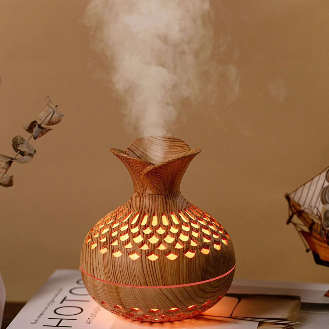 USB Wood Grain Mushroom Humidifier Household Mini Colorful Aroma Diffuser
