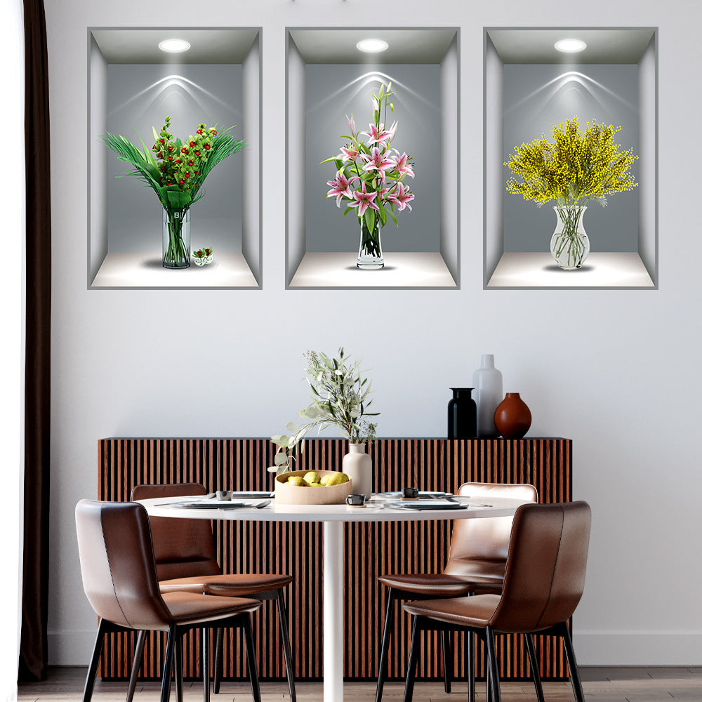 3D DarkStory Potted Plant Wall Art - Triple Sticker Set