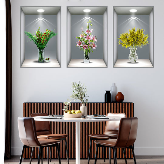 3D DarkStory Potted Plant Wall Art - Triple Sticker Set