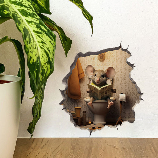 WhimsyDecals - 3D Cartoon Mouse Hole Wall Stickers for Home Decor