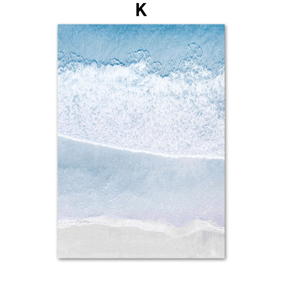 Coastal Oasis Wall Art - Palm Tree Surfboard Beach Landscape Canvas Painting