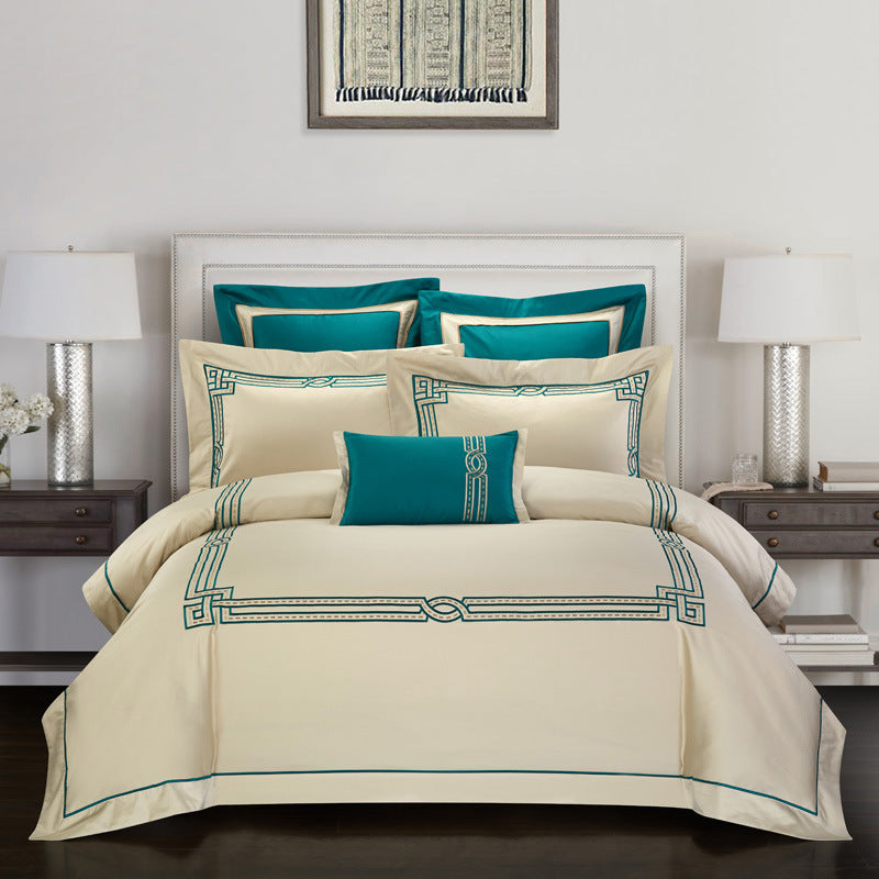 Elegant Dreams 4-Piece Cotton Embroidery Bedding Set - Home Textile Collection