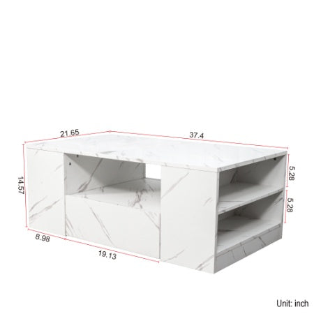 Modern LED Coffee Table with Storage & Drawers - Perfect for Small Living Rooms