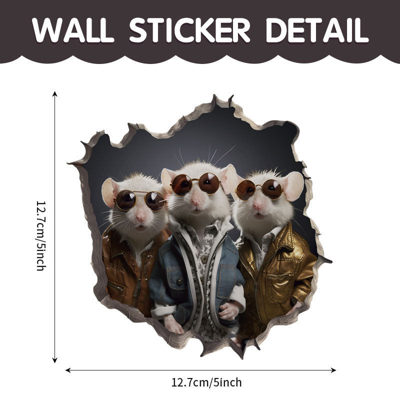 WhimsyDecals - 3D Cartoon Mouse Hole Wall Stickers for Home Decor