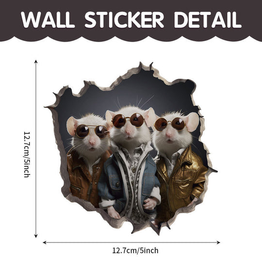 WhimsyDecals - 3D Cartoon Mouse Hole Wall Stickers for Home Decor