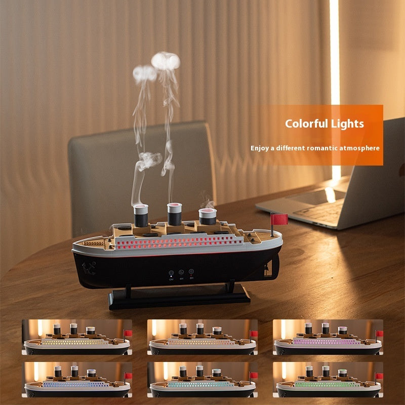 Whimsical Retro Ship Aroma Diffuser - Ultrasonic Humidifier with Smoke Ring Effect