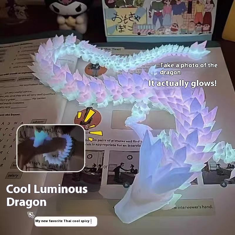 Articulated Dragon Model - 3D Printed Luminous Chinese Dragon Figurine with Movable Joints
