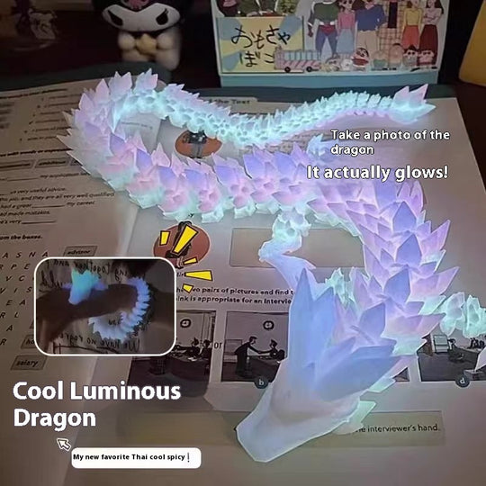 Articulated Dragon Model - 3D Printed Luminous Chinese Dragon Figurine with Movable Joints
