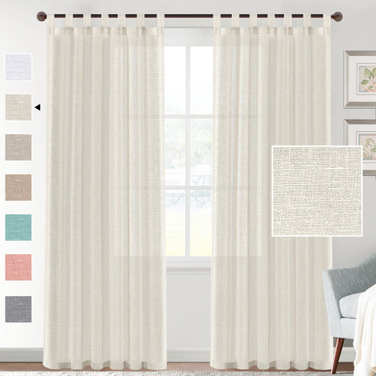 NatureWeave - Linen Yarn Curtain with Transparent Window Screen