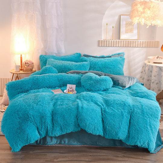 PlushParadise Sherpa Fleece Bedding Set – Ultra-Soft & Cozy Duvet with Pillowcases (Queen/King)