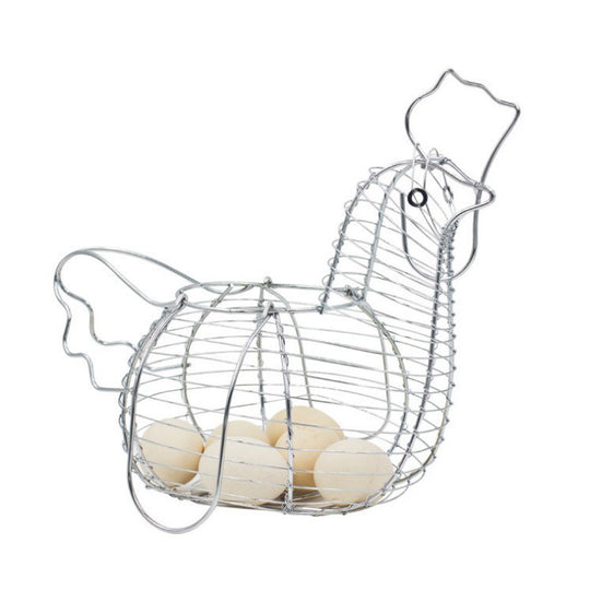 Farmhouse Chic Storage Basket - Hen-Shaped Wire Ornament
