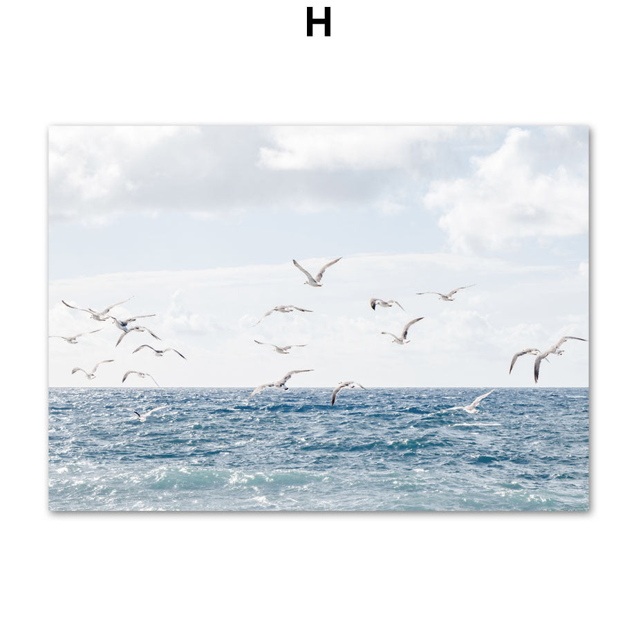 Coastal Oasis Wall Art - Palm Tree Surfboard Beach Landscape Canvas Painting
