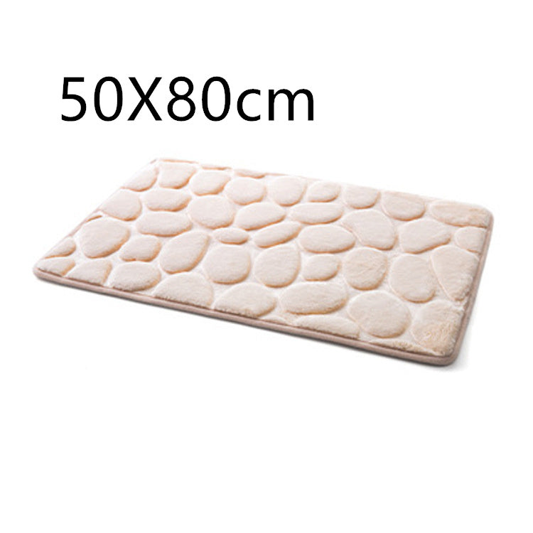 Stone-Tread 3D Cobblestone Floor Mat - Realistic Texture for Bedroom & Living Room