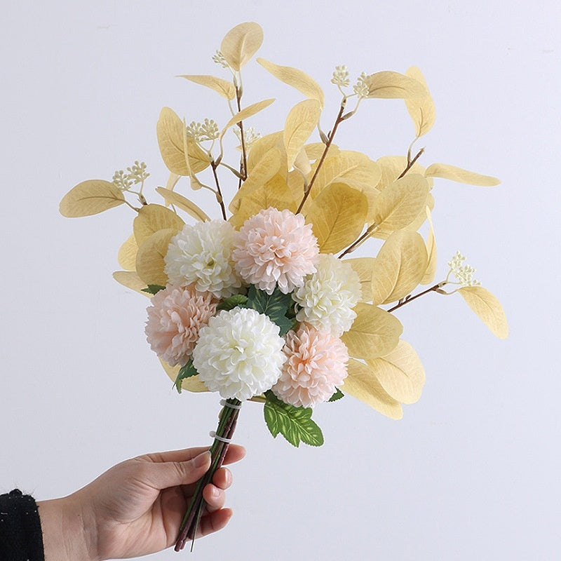 Vibrant Eucalyptus & Chrysanthemum Artificial Flower Bouquet - Home Decor Essentials
