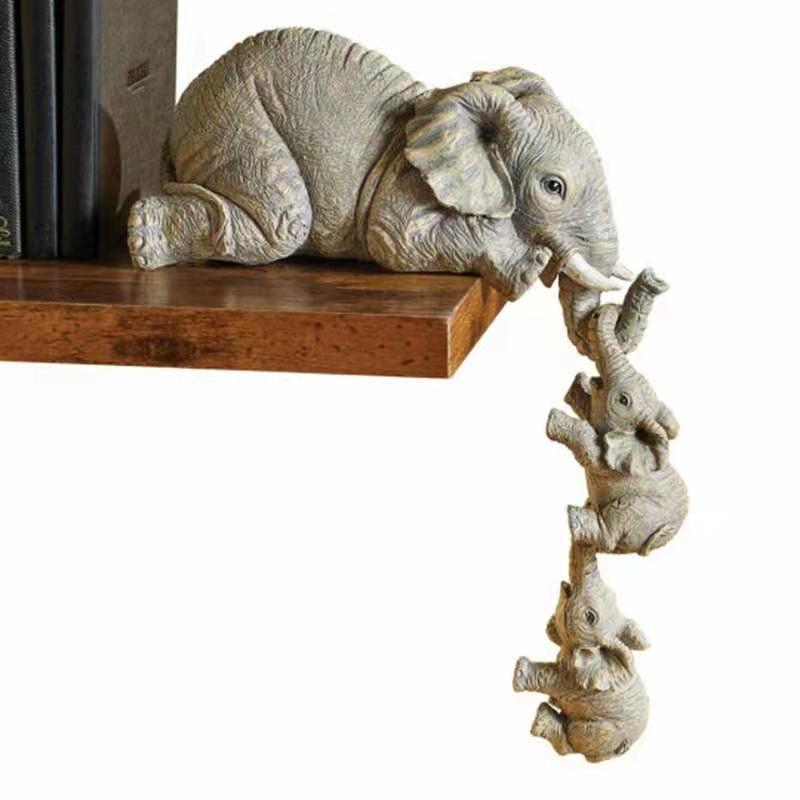 Majestic Elephant Trio: 3-Piece Home Decoration Set for a Regal Touch
