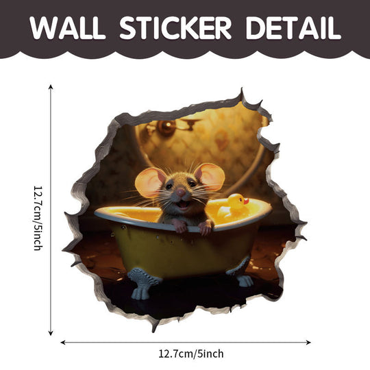 WhimsyDecals - 3D Cartoon Mouse Hole Wall Stickers for Home Decor