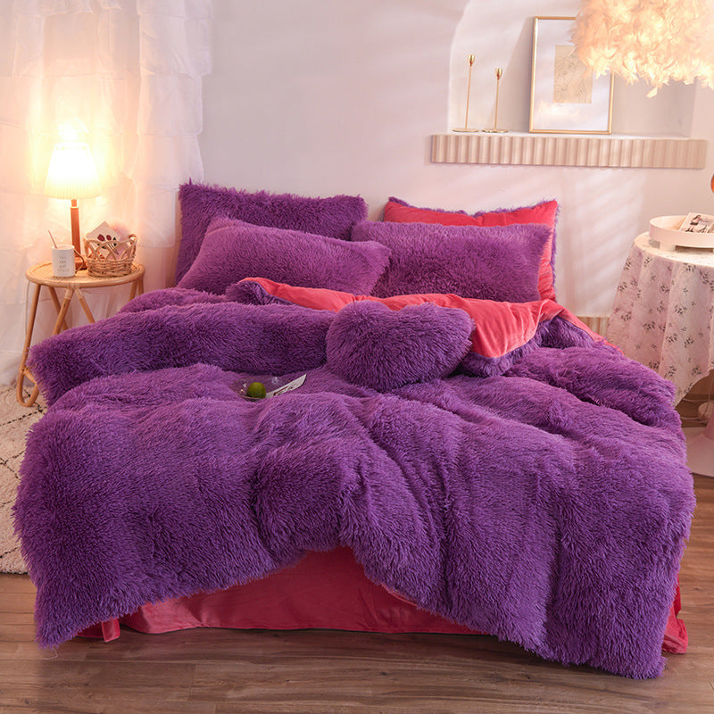 PlushParadise Sherpa Fleece Bedding Set – Ultra-Soft & Cozy Duvet with Pillowcases (Queen/King)