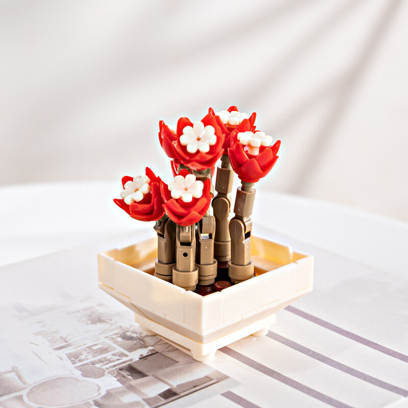 Faux Succulent Block Bouquet - Artificial Flower Ornaments for Home Decor