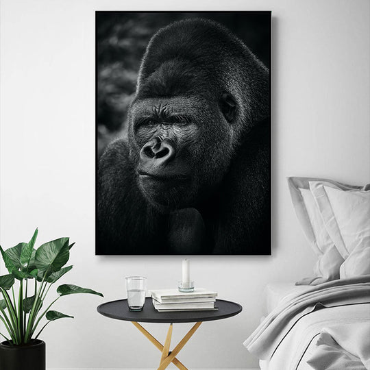 Black Gorilla Canvas Wall Art - Animal Posters & Prints for Home Decor