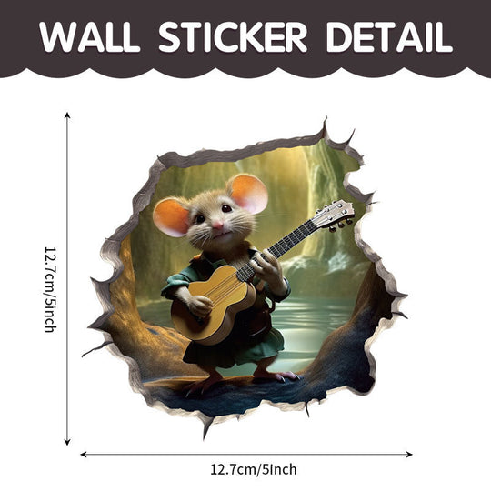WhimsyDecals - 3D Cartoon Mouse Hole Wall Stickers for Home Decor