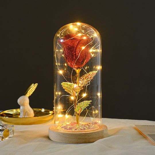 Eternal Rose in Glass Dome with LED Light for Girlfriend