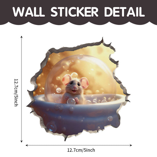 WhimsyDecals - 3D Cartoon Mouse Hole Wall Stickers for Home Decor