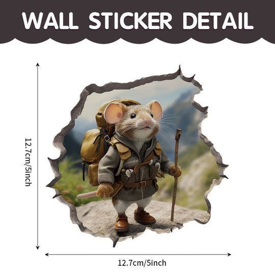 WhimsyDecals - 3D Cartoon Mouse Hole Wall Stickers for Home Decor