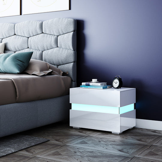 Sleek Modern Minimalist 2-Drawer Chest Side Table with Storage