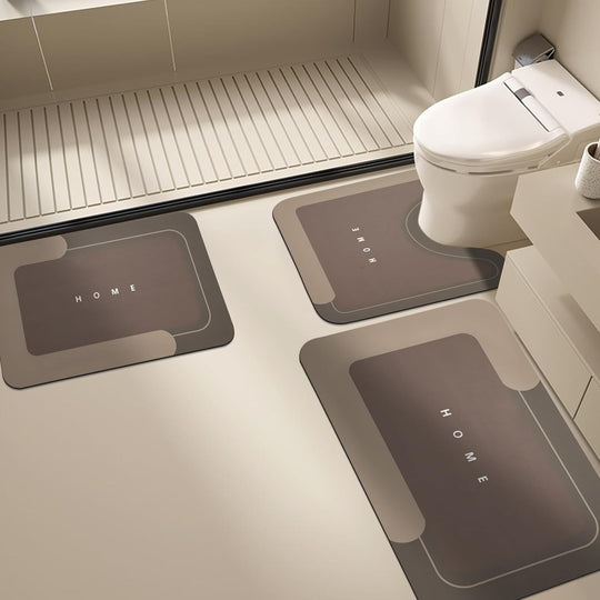 3-Piece U-Shaped Bathroom Mat Set - Water-Absorbing Quick-Drying Toilet Mats for Bathroom Decor