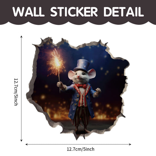 WhimsyDecals - 3D Cartoon Mouse Hole Wall Stickers for Home Decor