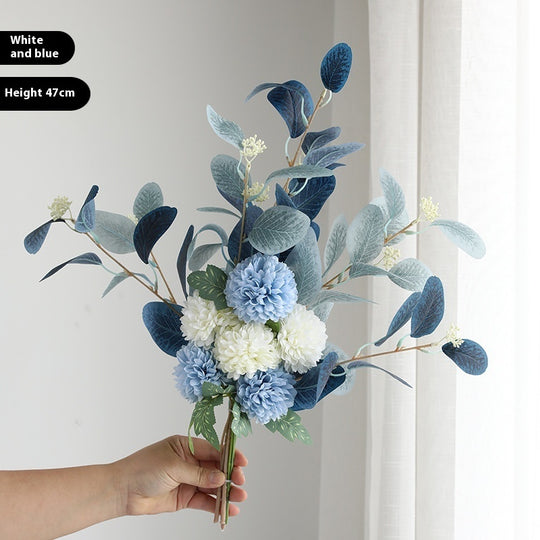 Vibrant Eucalyptus & Chrysanthemum Artificial Flower Bouquet - Home Decor Essentials