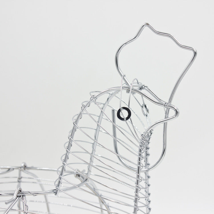 Farmhouse Chic Storage Basket - Hen-Shaped Wire Ornament