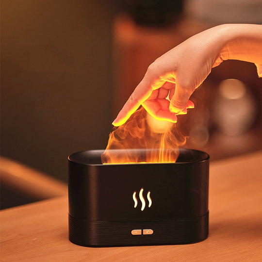 FlameSim 180ML Essential Oil Diffuser - USB Ultrasonic Aroma Humidifier for Home & Office