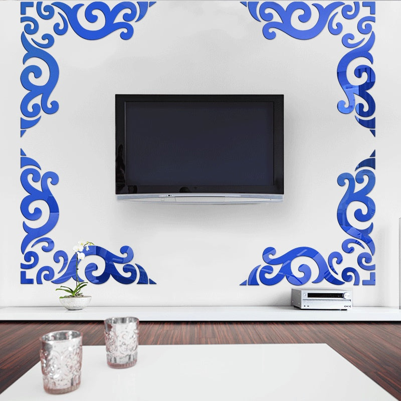 Elegant Peony 3D Wall Sticker - Chinese Lace Design Acrylic Mirror for Living Room